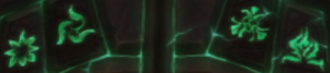 The Four Weapon Symbols on the door of Theobomos Research Center